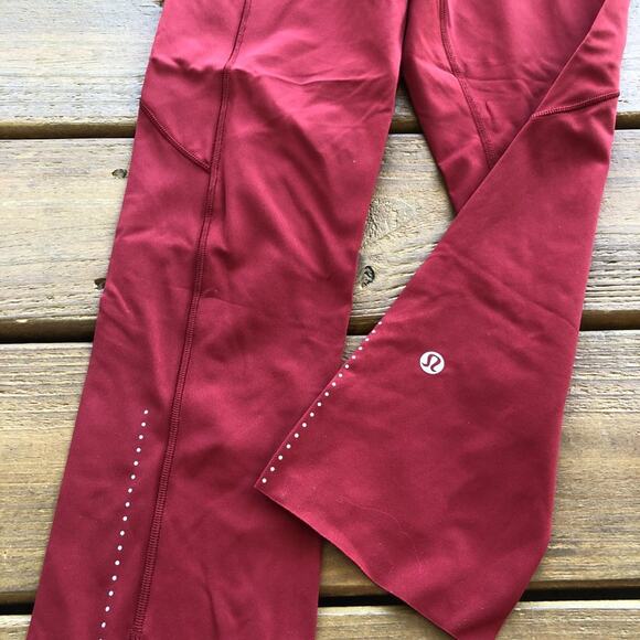Lululemon Fast & Free Crop II *Nulux 19" Dark Sport Red - Picture 3 of 7